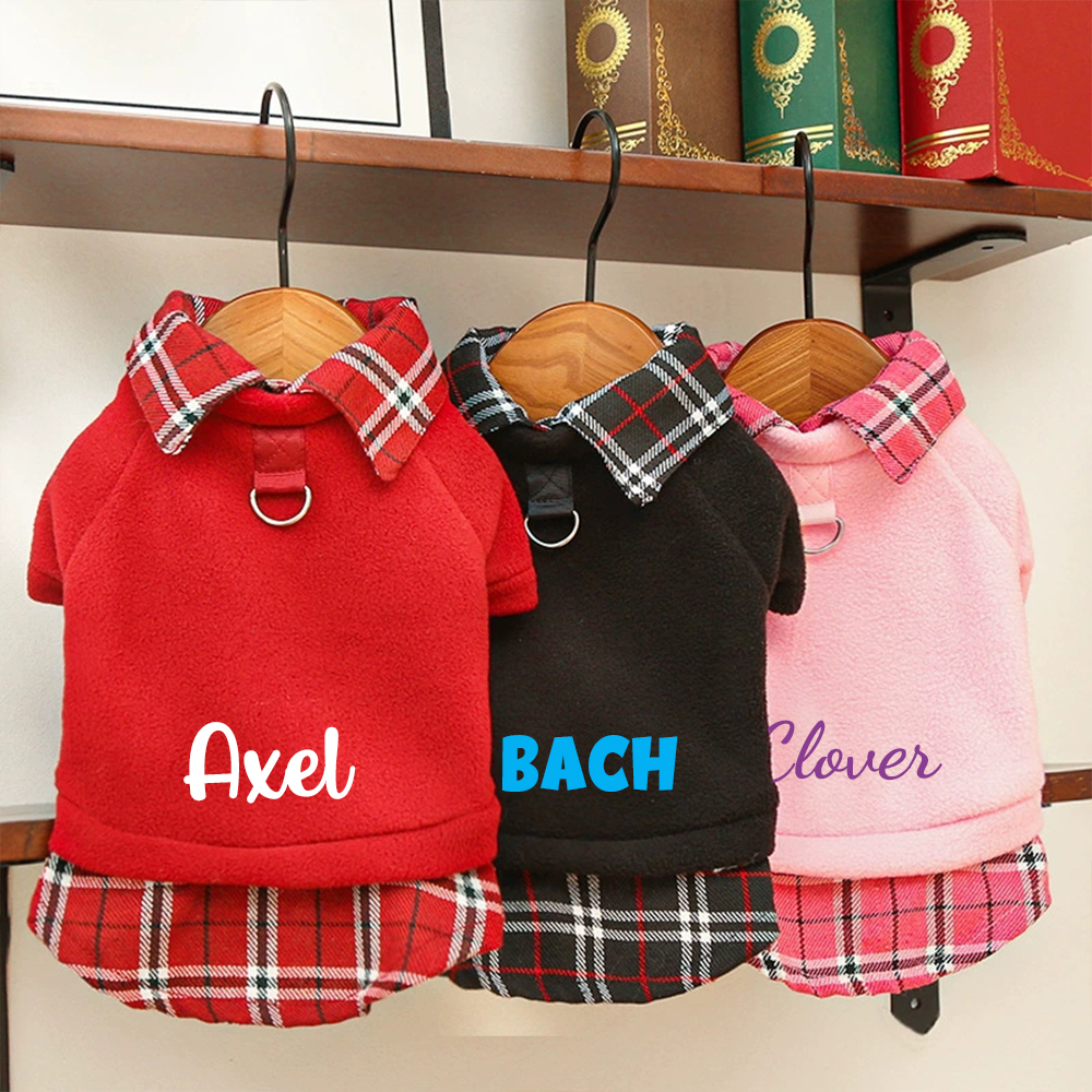 Personalized Pet Grid Collar Fleece Sweatshirt | BKPet244