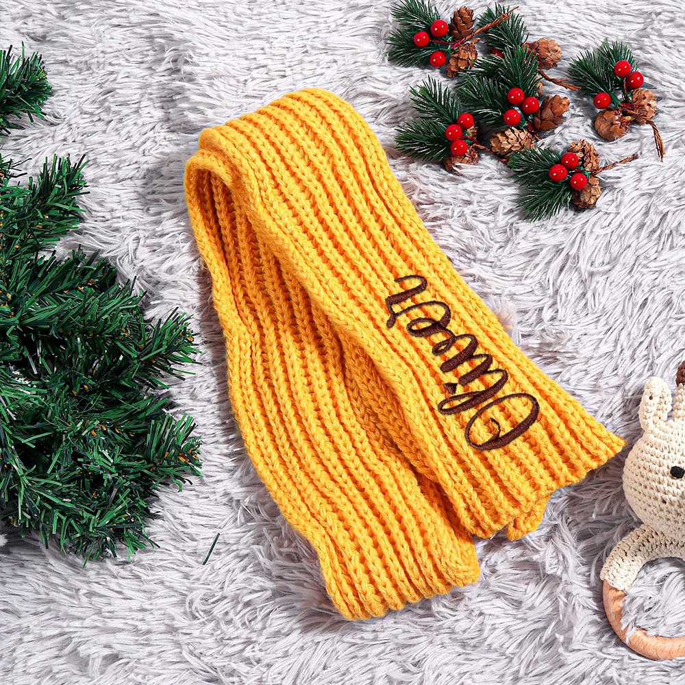 Personalized Embroidery Handmade Knitted Kid Scarf | HSKid68