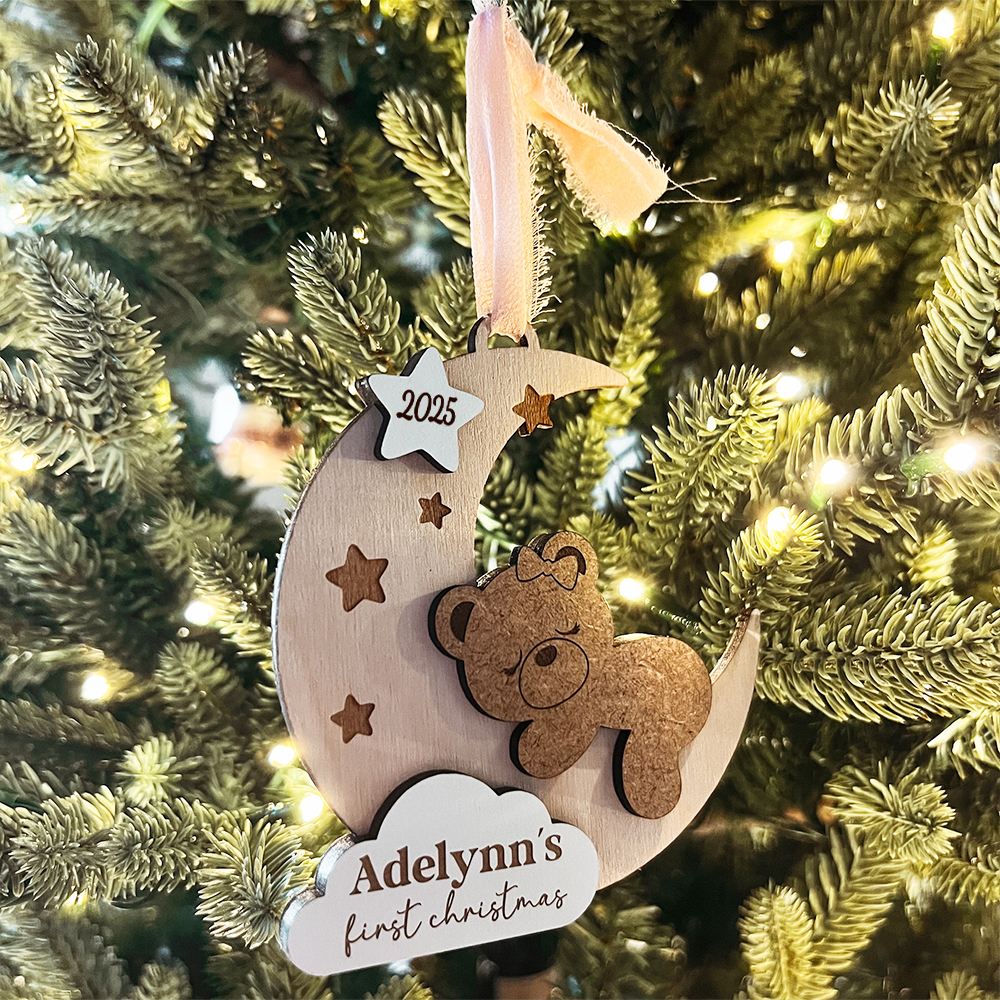 Personalized Baby First Christmas Lovely Moon Bear Ornament | MCGift190