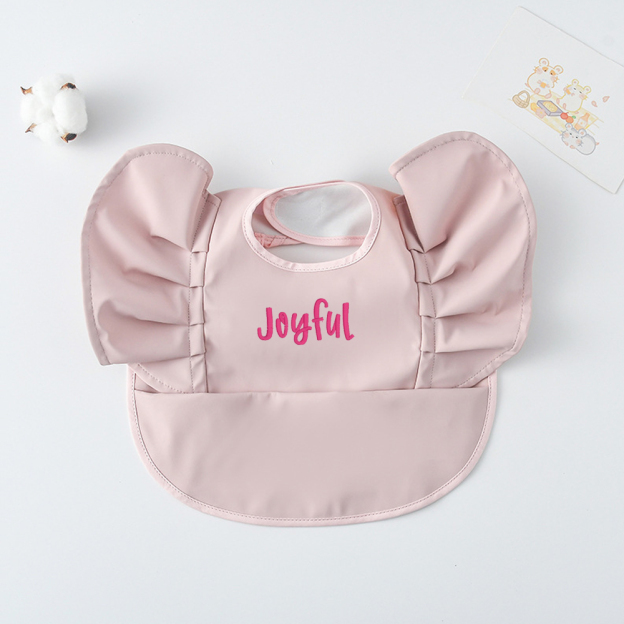 Personalised Embroidery Baby Ruffle Waterproof Color Bib  | CWBaby62