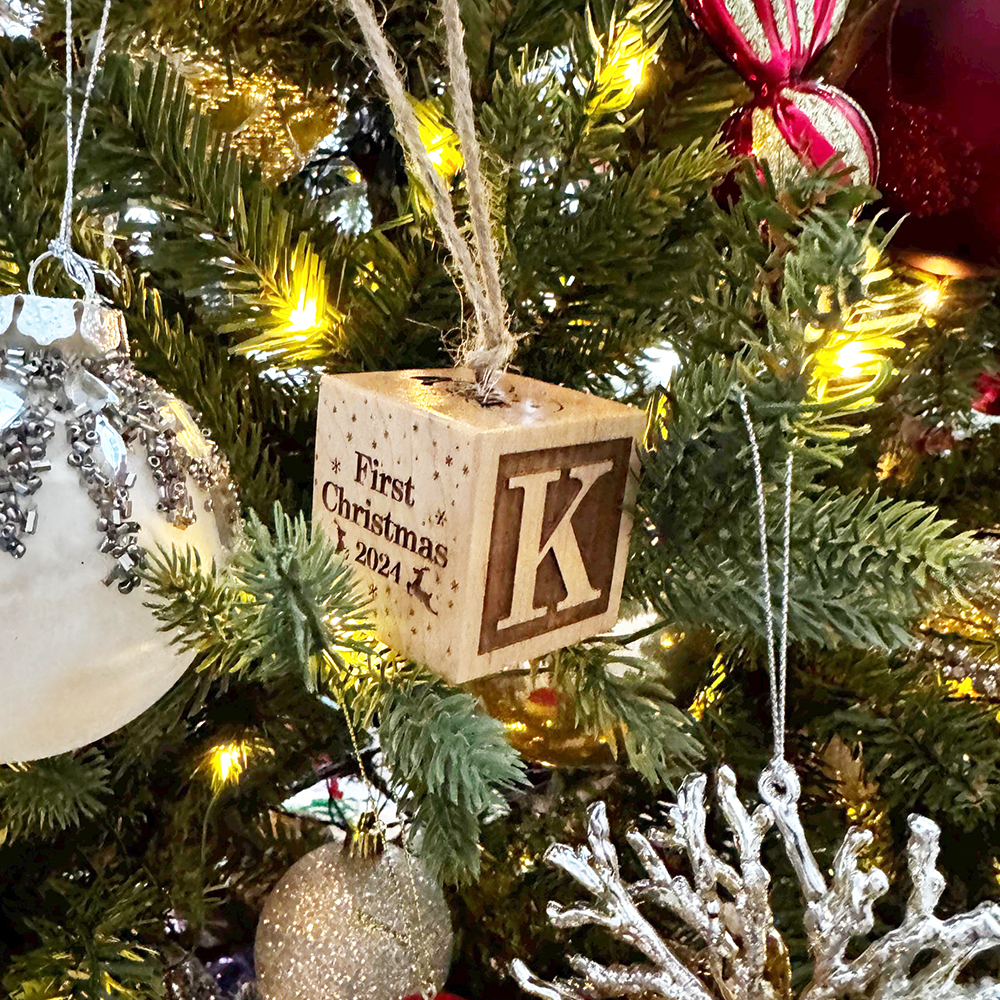 Personalized Wooden Baby First Christmas Block Ornament | MCGift200