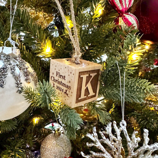 Personalized Wooden Baby First Christmas Block Ornament | MCGift200