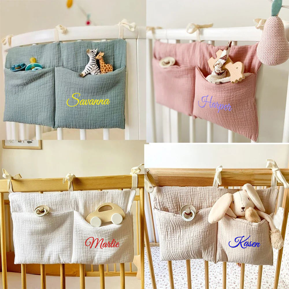 Personalised Embroidery Baby Bed Pocket Accessorise & Diapers Storage | CWBaby58