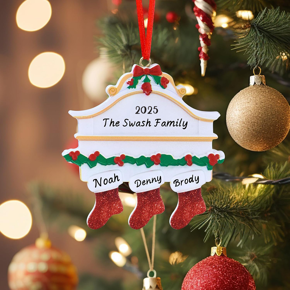 Personalised Stocking Family Christmas Ornament | MCGift204