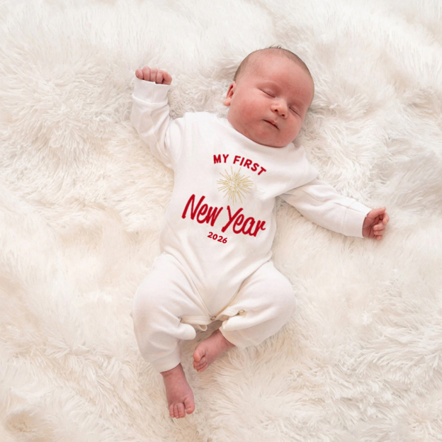Personalized Baby 1st New Year Romper and Hat Set | CWBaby128