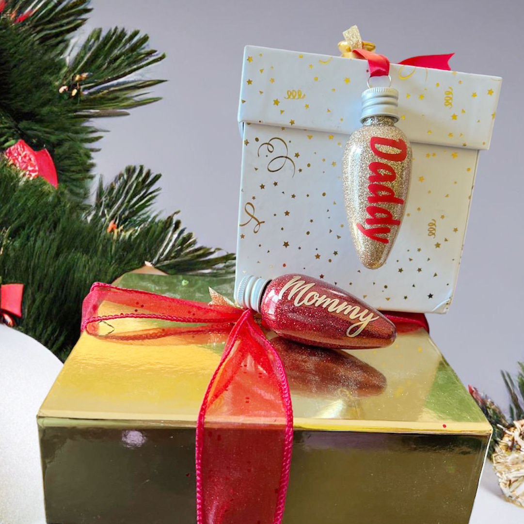 Personalised Glitter Lightbulb Special Christmas Ornament | MCGift212