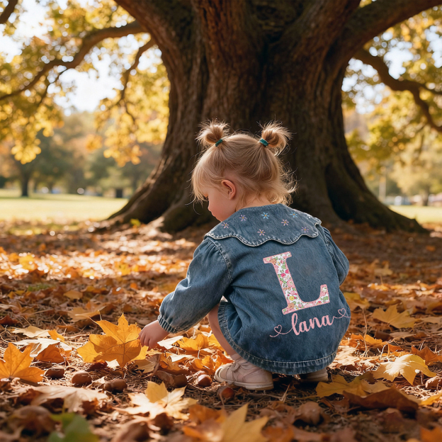 Personalized Monogramed Lovely Bubble Sleeves Denim Jacket | CWBaby341