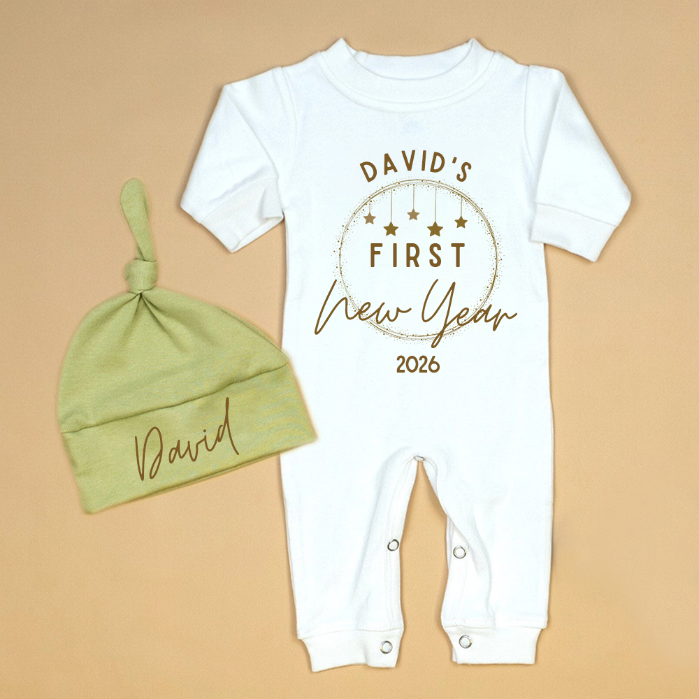Personalized Baby 1st New Year Romper and Hat Set | CWBaby342