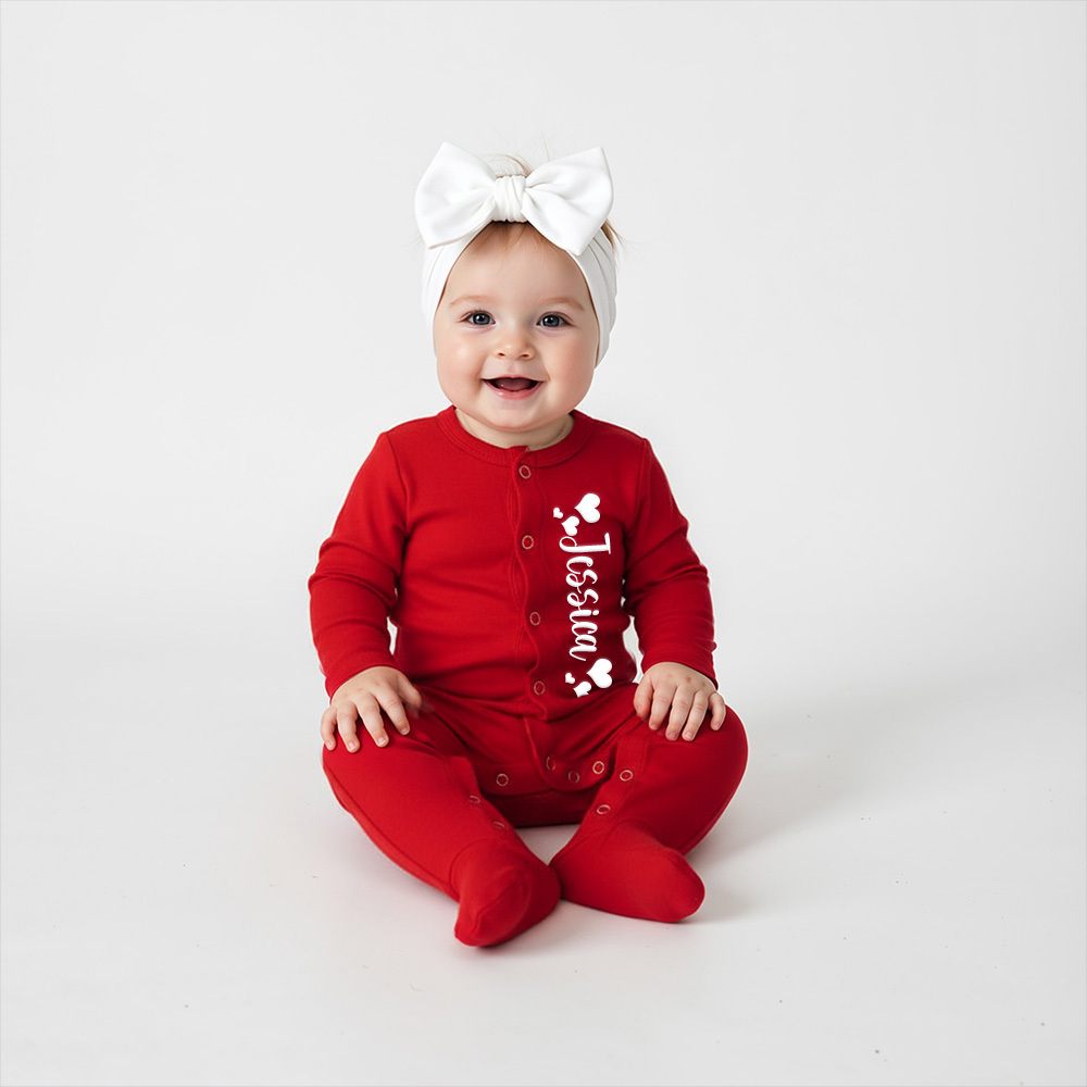 Personalized Baby First Valentines Cozy Soft Long Sleeve Romper | CWBaby363