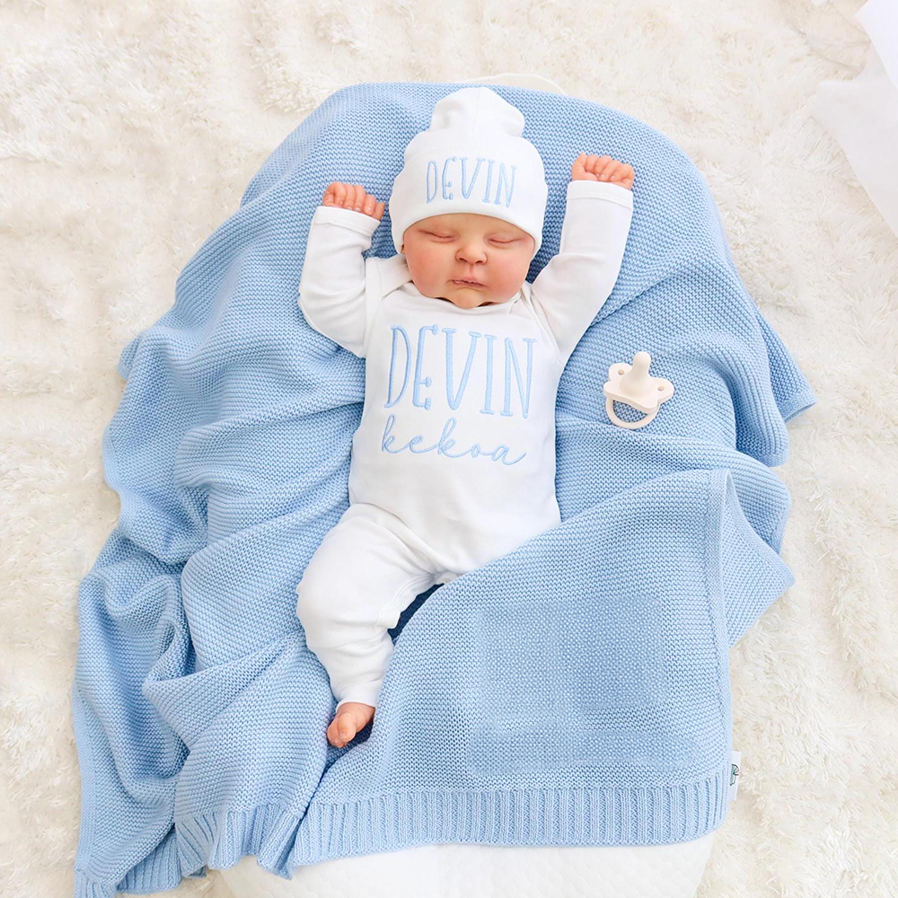 Personalized Embroidery Baby Coming Home Romper and Hat Set | CWBaby379