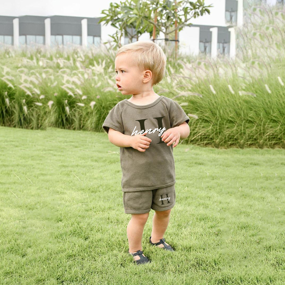 Personalized Baby waffle-knit Cozy Soft Outfit Set | CWBaby381