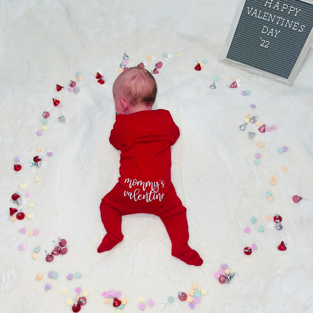 Personalized Baby First Valentine's Cozy Soft Long Sleeve Romper | ValGift03
