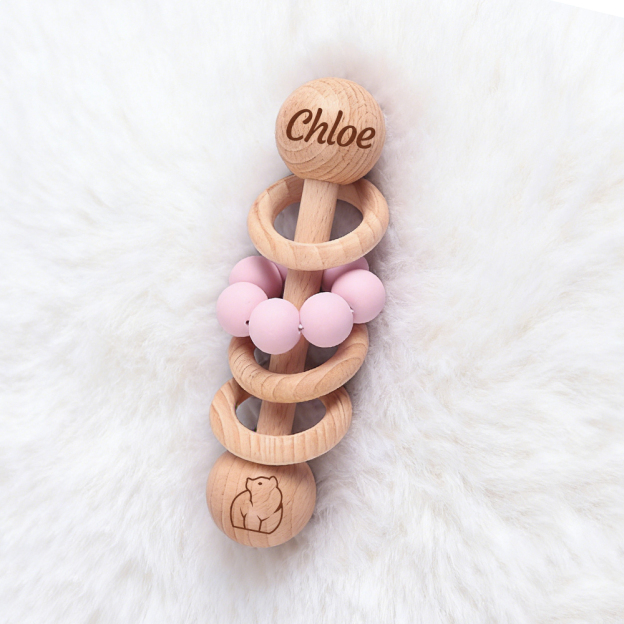 Personalized Baby Sensory Wooden Rattle Toys | CWToy171