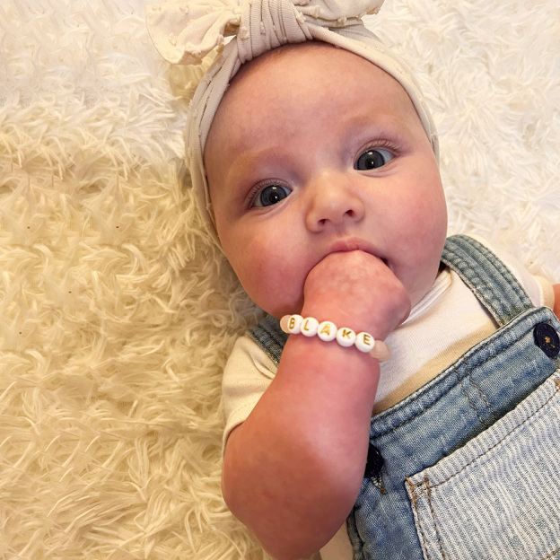 Personalized Baby Jewelry Rose Quartz Bracelet | CWBeach206