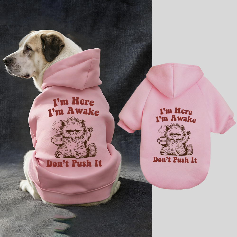 I'M HERE I'M AWAKE DON'T PUSH IT Puppy Hoodie | BKPet328