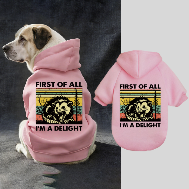 FIRST OF ALL I'M A DELIGHT Puppy Hoodie | BKPet331