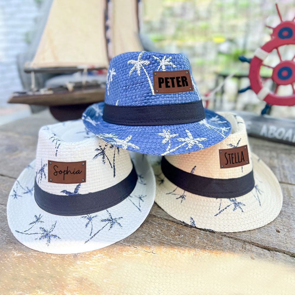 Personalized Summer Leather Patch Straw Hat for Comfort & Unique | CWBeach105