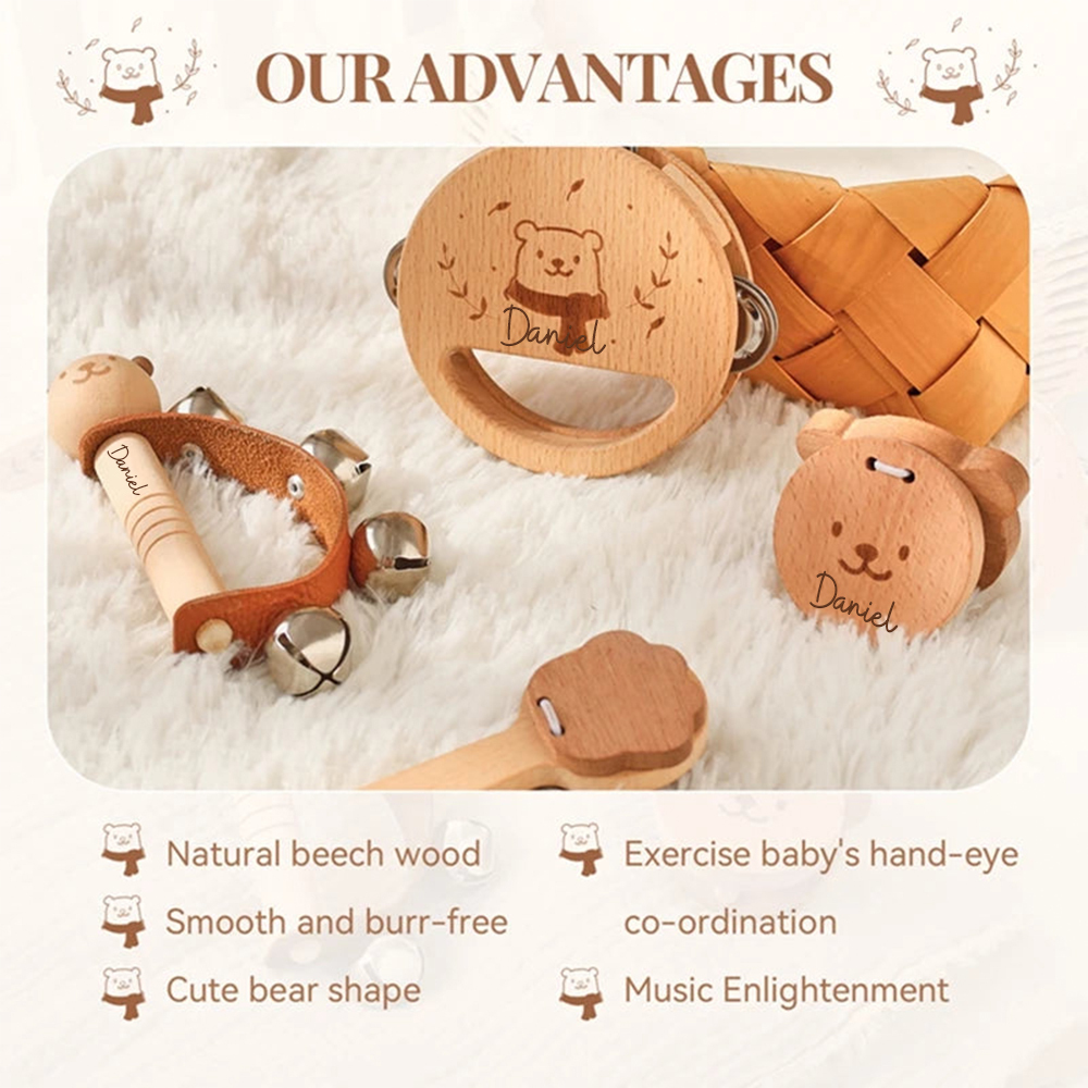 Personalized Wooden Baby Montessori Music Toy | CWToy175