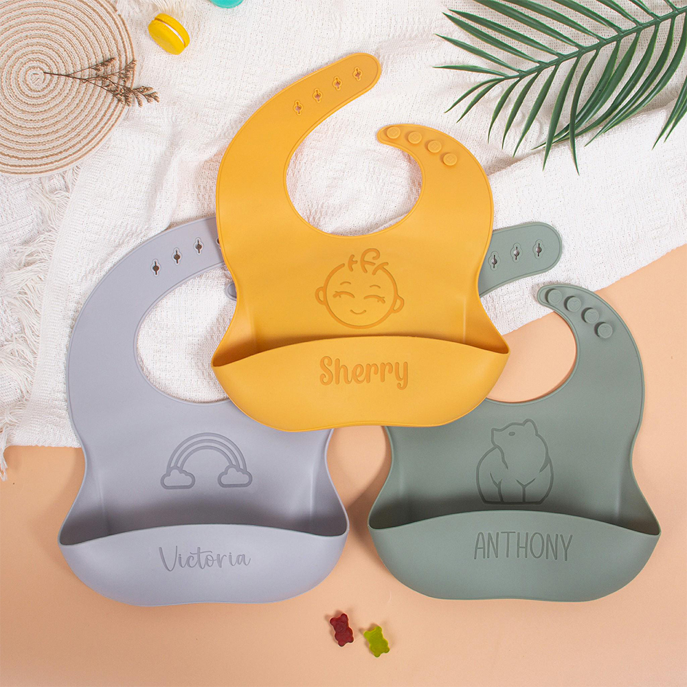 Personalized Baby Reusable Food Grade Silicone Bib | CWBaby299