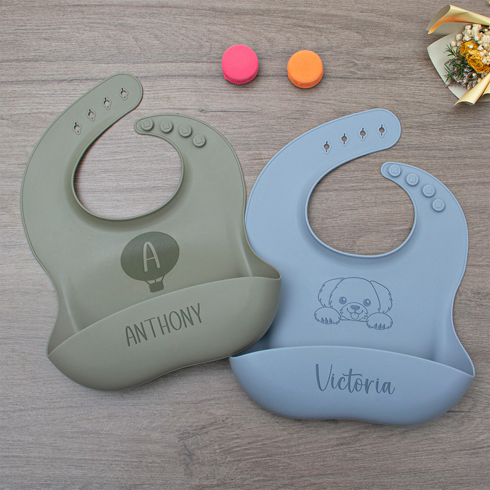 Personalized Baby Reusable Food Grade Silicone Bib | CWBaby299