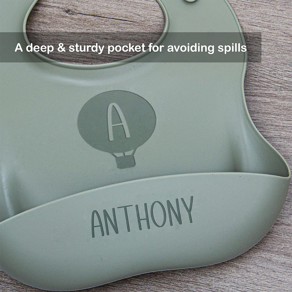 Personalized Baby Reusable Food Grade Silicone Bib | CWBaby299