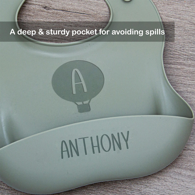 Personalized Baby Reusable Food Grade Silicone Bib | CWBaby299