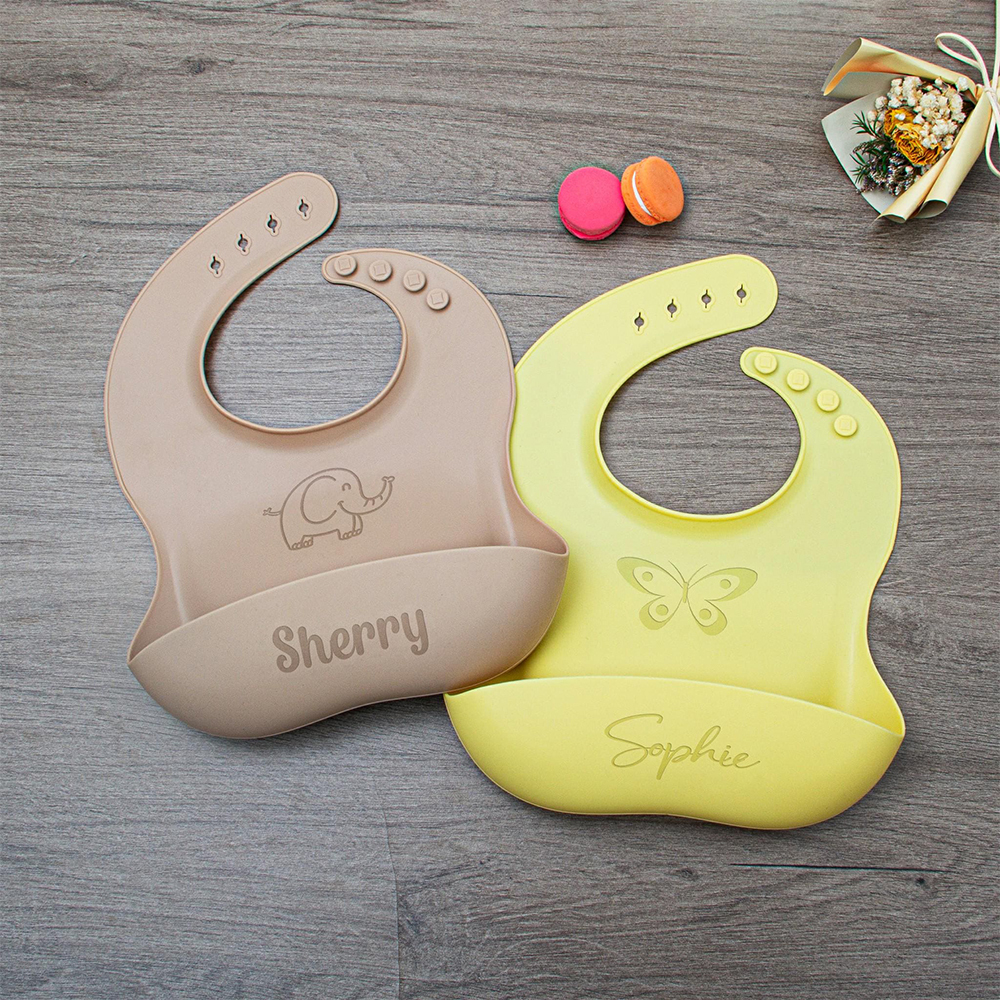 Personalized Baby Reusable Food Grade Silicone Bib | CWBaby299