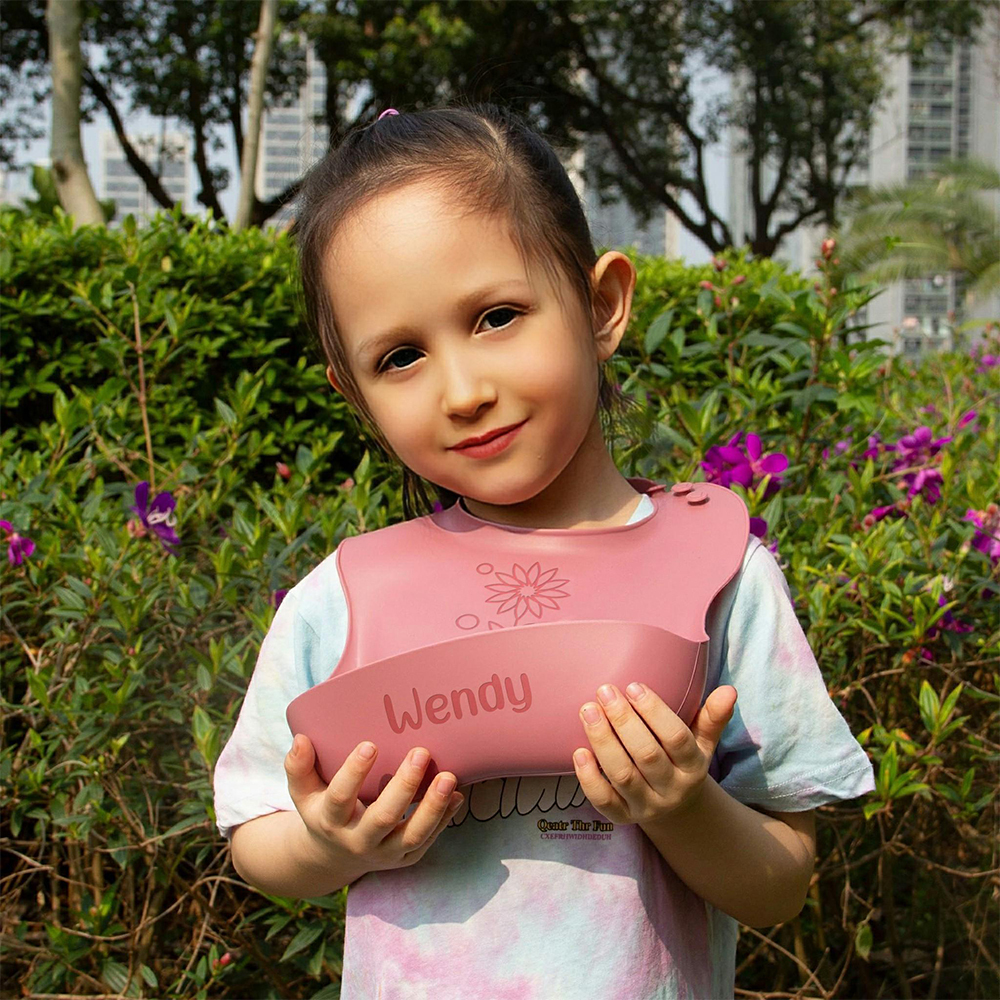 Personalized Baby Reusable Food Grade Silicone Bib | CWBaby299