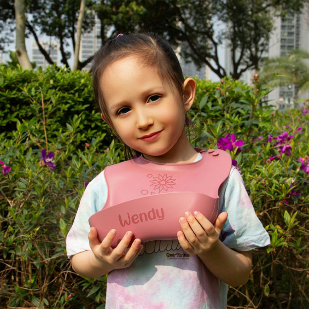 Personalized Baby Reusable Food Grade Silicone Bib | CWBaby299