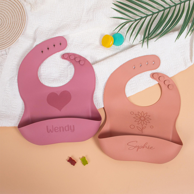 Personalized Baby Reusable Food Grade Silicone Bib | CWBaby299