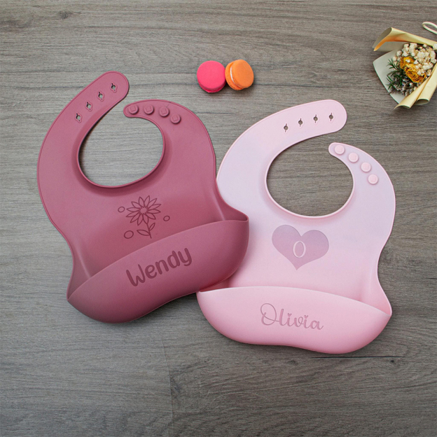 Personalized Baby Reusable Food Grade Silicone Bib | CWBaby299