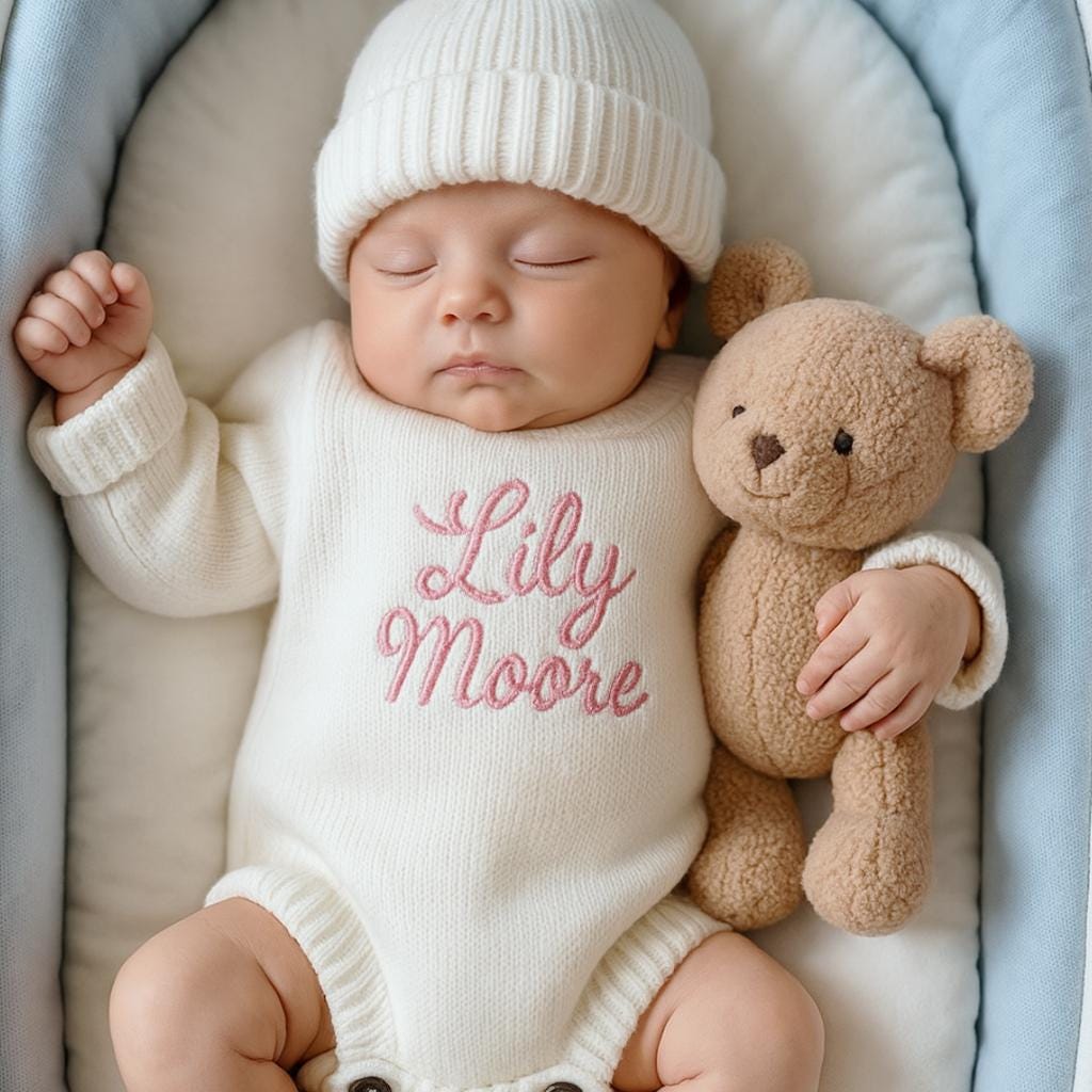 Personalized Embroidered Baby Sweater Outfit Set | CWBaby335