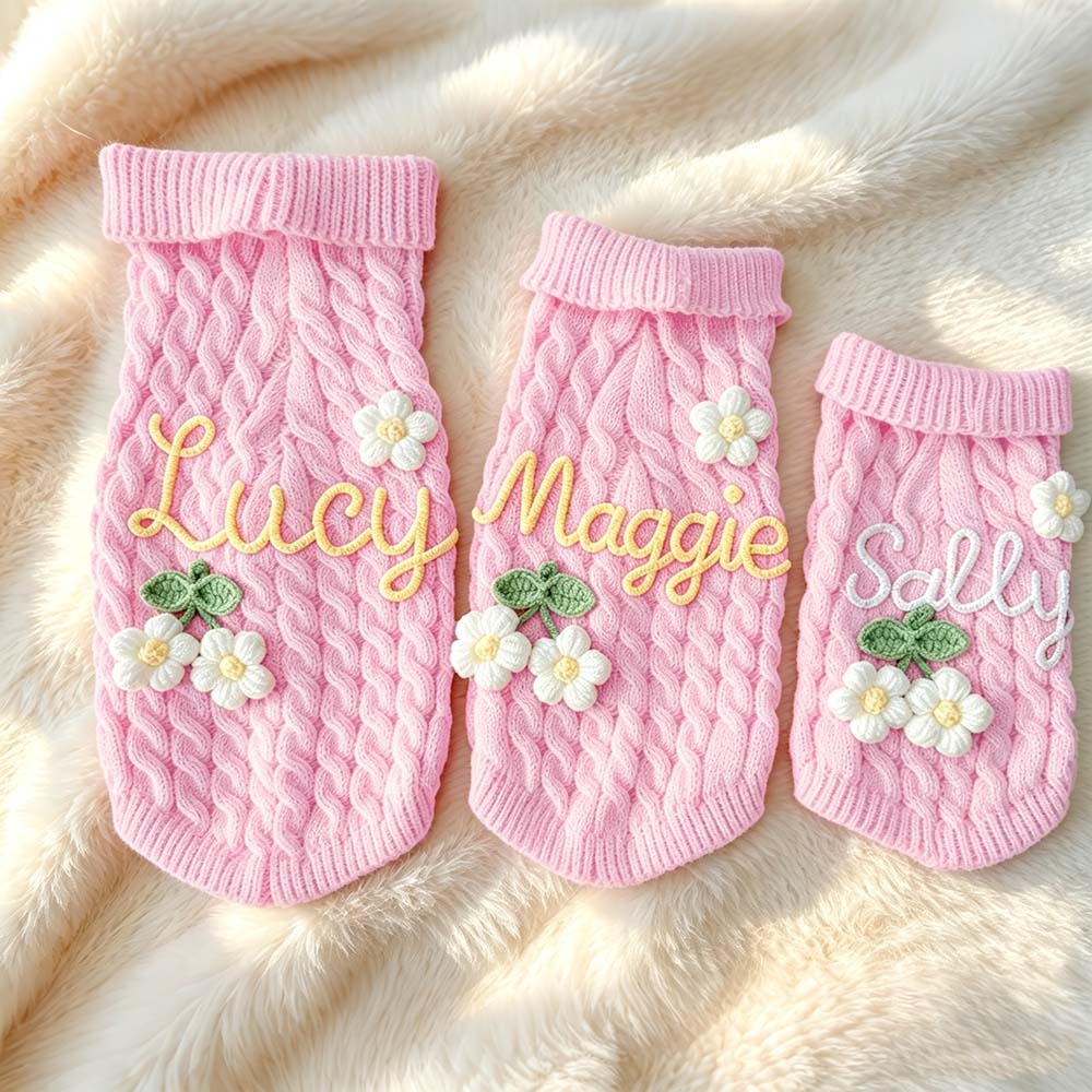 Personalized Hand Embroidered Pets Knit Turtleneck | BKPet580