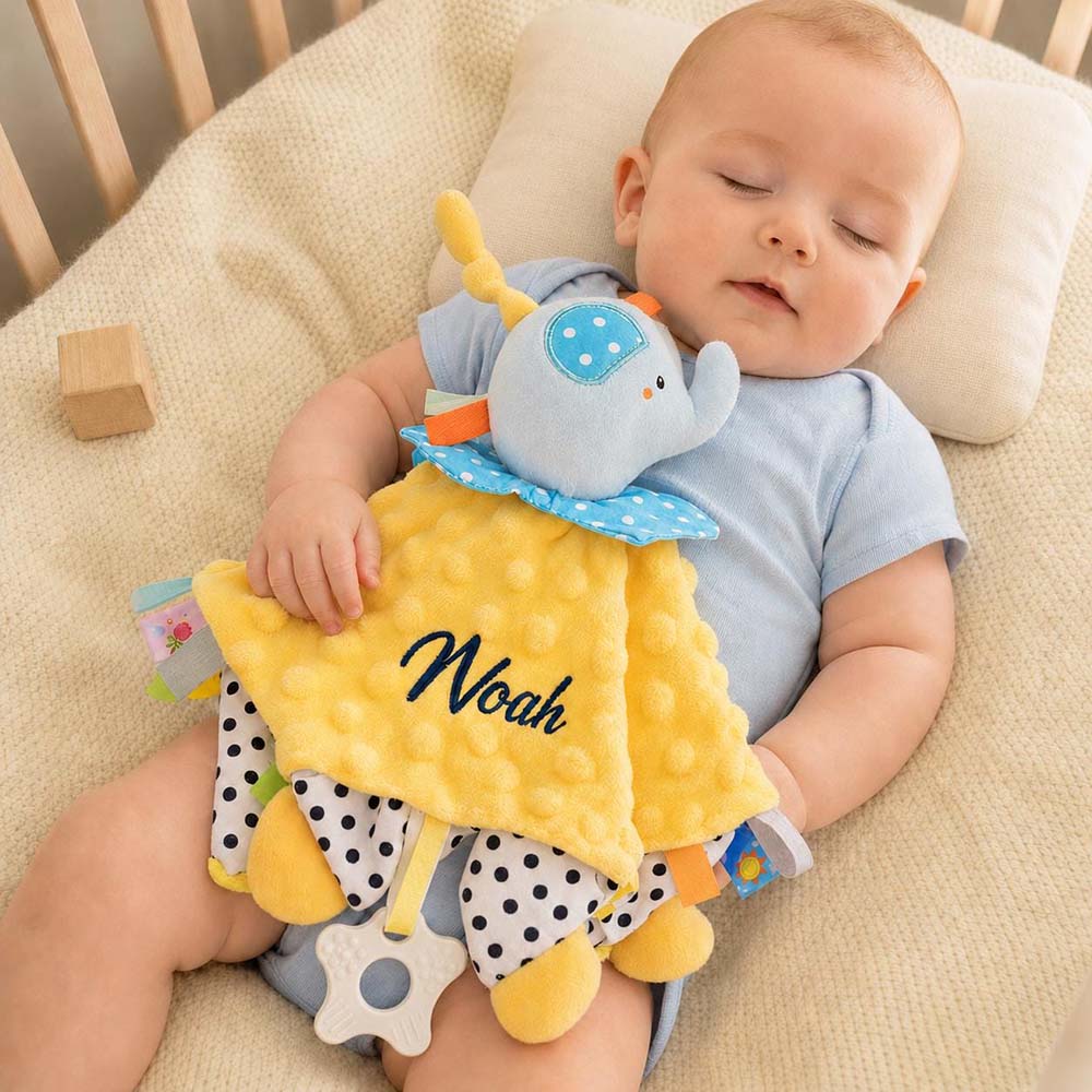 Personalized Embroidered Baby Minky Dot Animal Lovey Blanket | CWToy206
