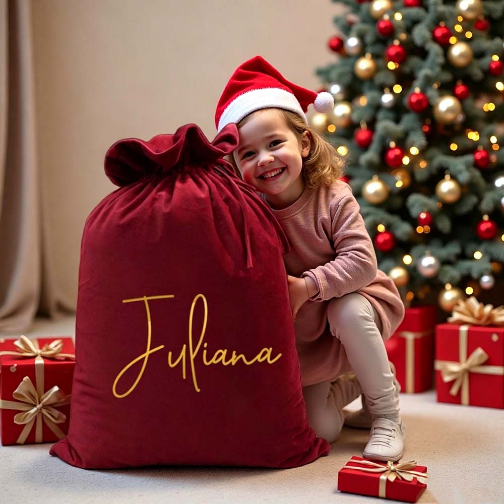 Personalized Custom Name Christmas Velvet Gift Bag | MCGift395