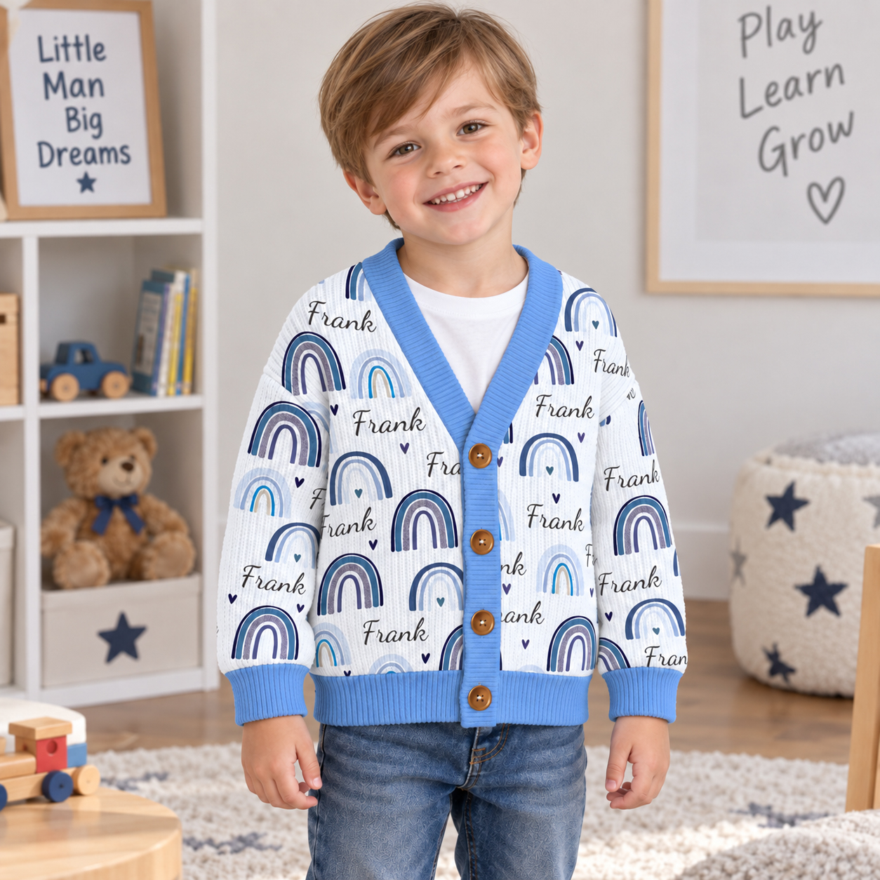 Personalized Lovely Kids Rainbow Knit Sweater | CWSweater03