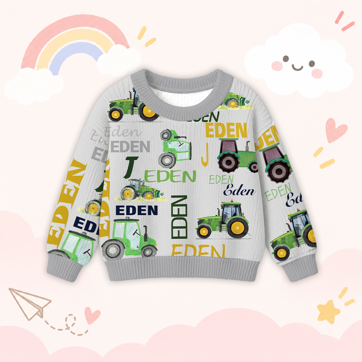 Personalized Lovely Kids Truck Knit Sweater | CWSweater05