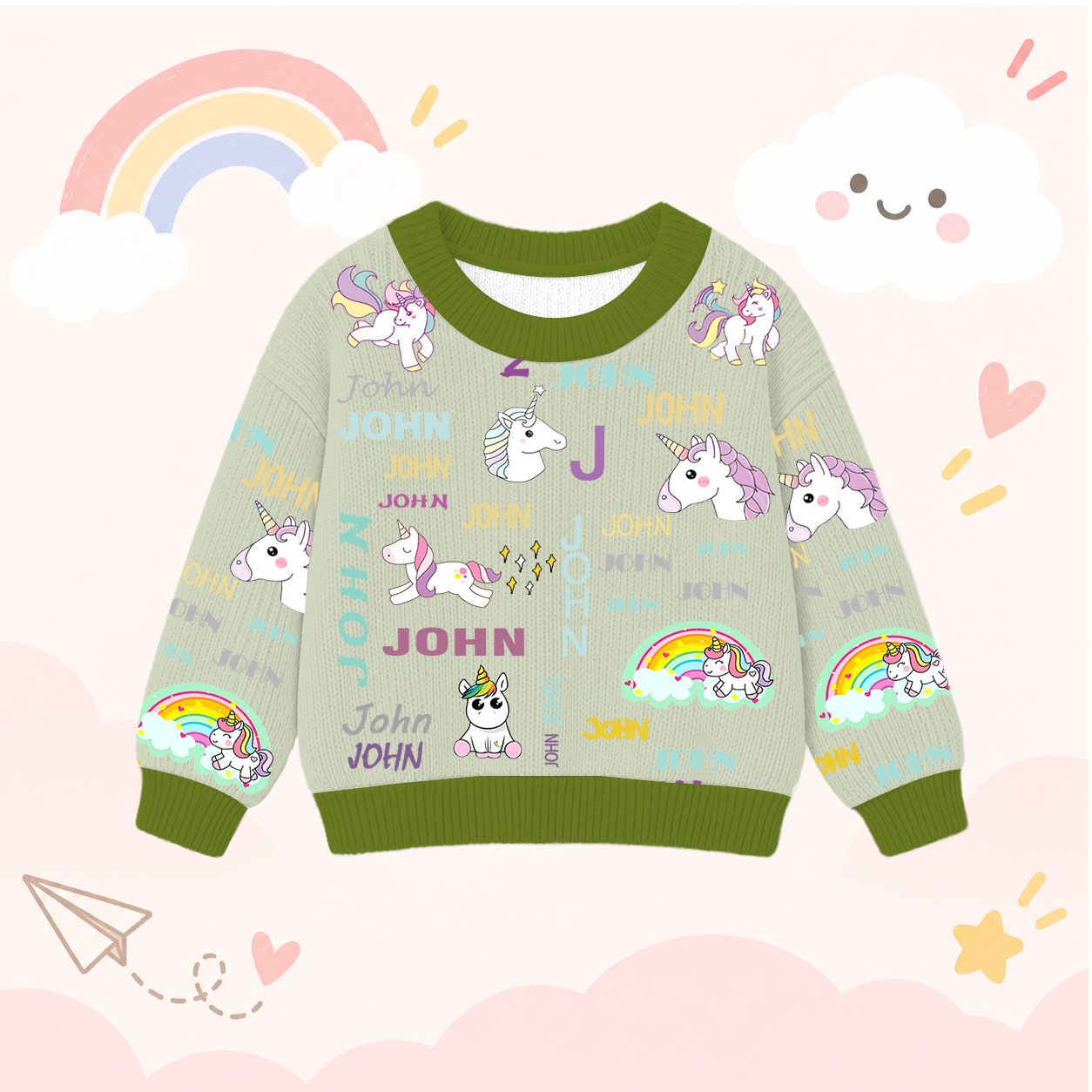 Personalized Lovely Kids Unicorn Knit Sweater | CWSweater04