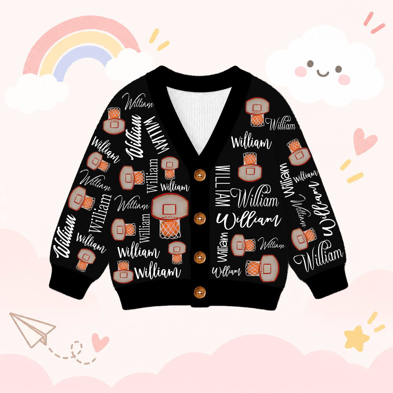 Personalized Lovely Kids Basketball Knit Sweater | CWSweater13