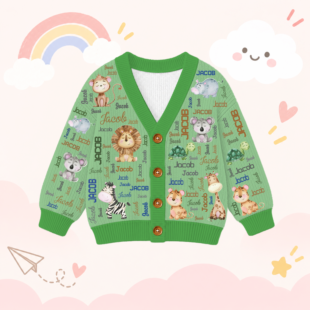 Personalized Lovely Kids Adorable Animals Knit Sweater | CWSweater17