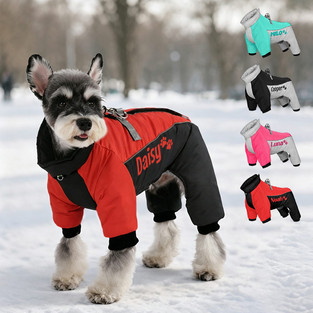 Personalized Winter Color-Blocked Cotton Coats For Pets | BKPet599