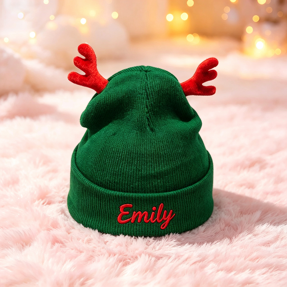 Personalized Embroidery Christmas Pom Pom Beanie For Kids | MCGift416