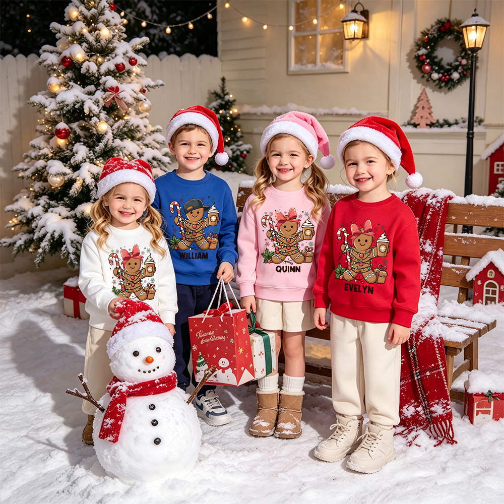 Personalized Christmas Kids Gingerbread Sweatshirt | MCGift419