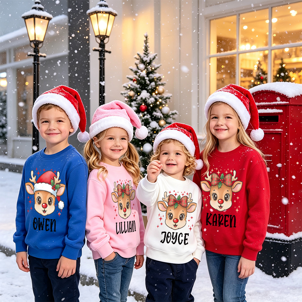 Personalized Christmas Kids Reindeer Sweatshirt | MCGift418