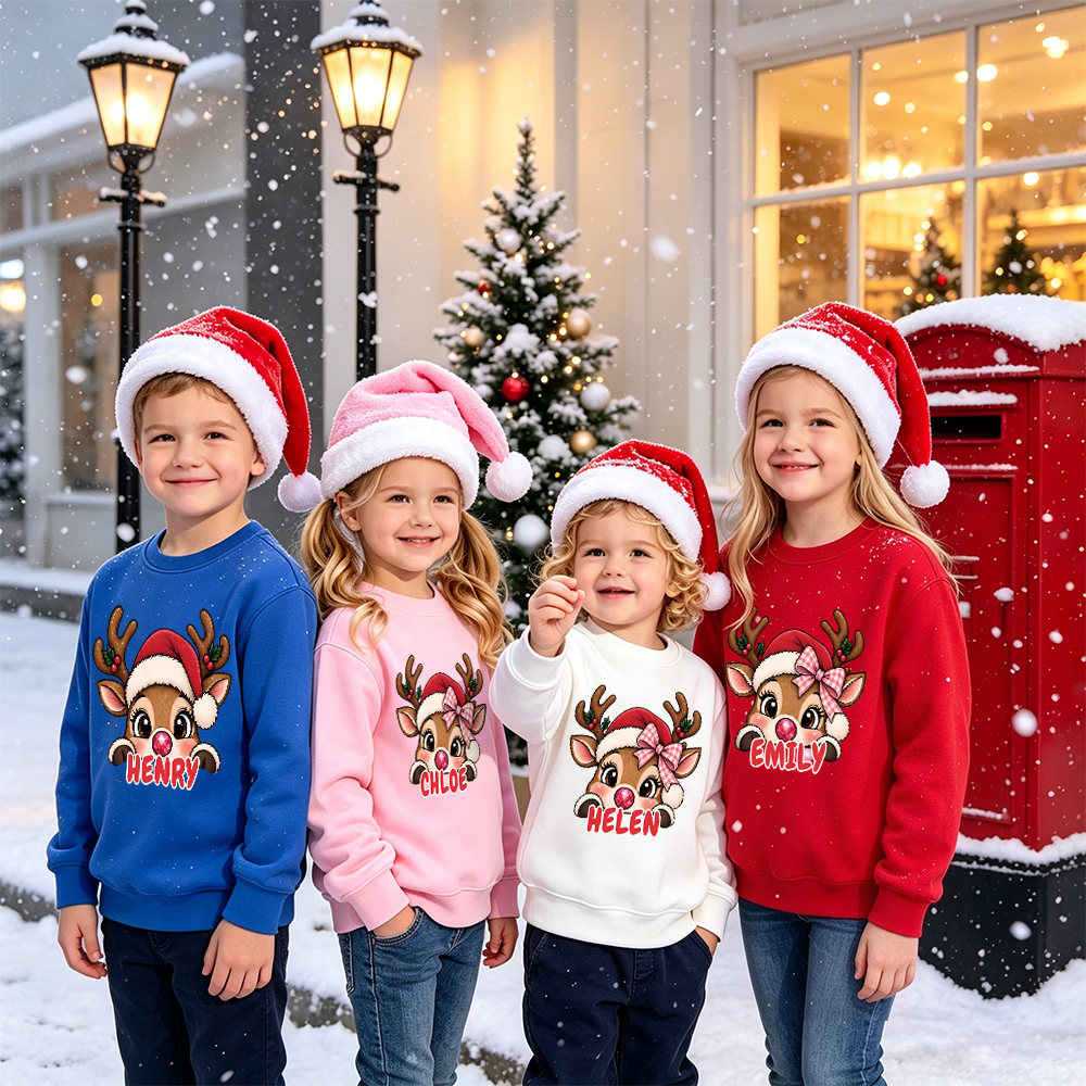 Personalized Christmas Kids Reindeer Sweatshirt | MCGift417