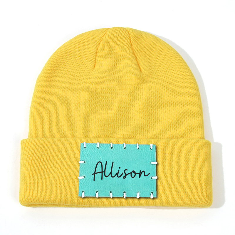 Personalized Leather Patch Beanie for Comfort & Unique | HSKid3301
