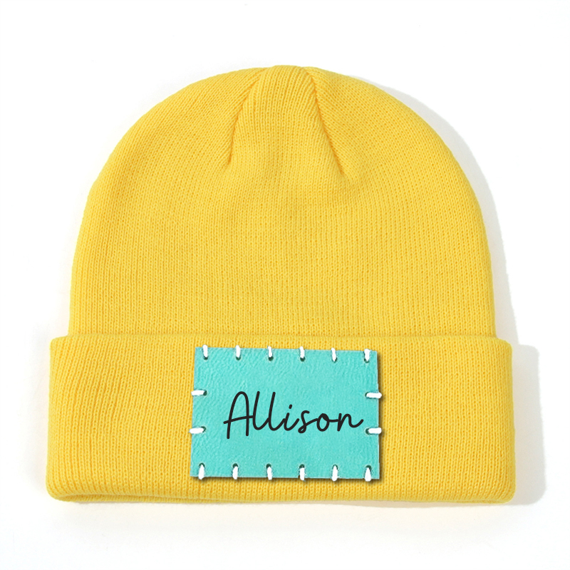 Personalized Leather Patch Beanie for Comfort & Unique | HSKid3301