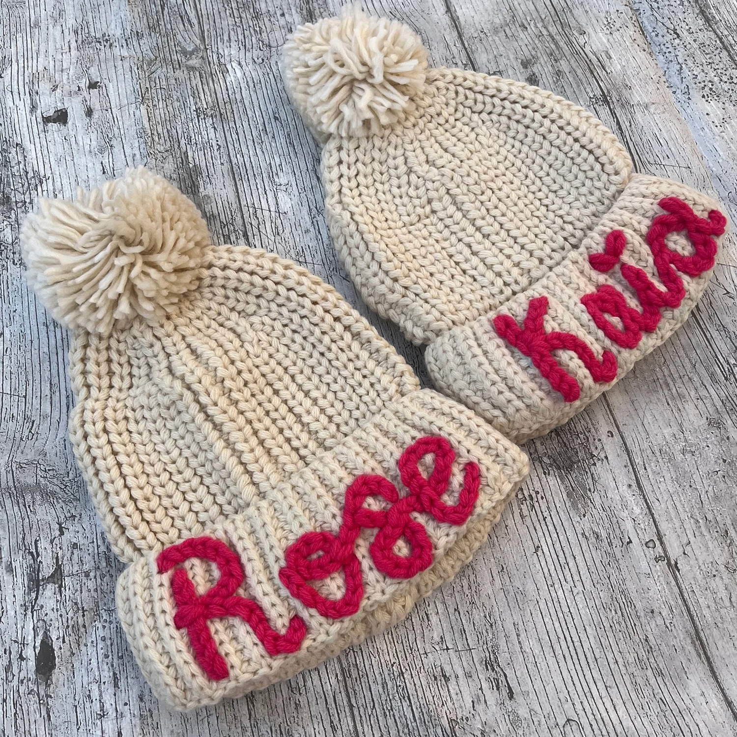 Personalized Hand Embroidery Pom Pom Beanie| HSKid44