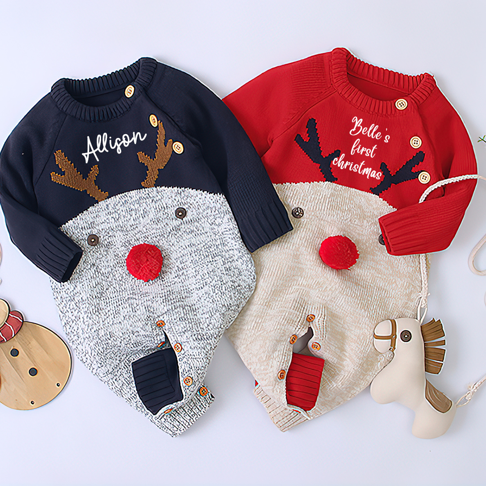 Personalized Christmas Reindeer Outfit for Baby| CWBaby89