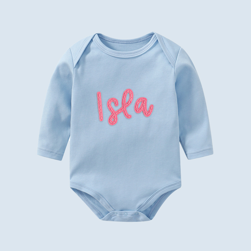 Personalized Hand-Embroidered Baby Cozy Soft Romper | inRomper21
